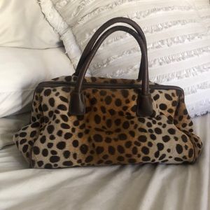 Handbag vintage leopard print suede